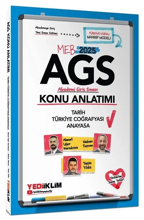 Yediiklim 2025 MEB-AGS Tarih, Türkiye Coğrafyası, Anayasa Konu Anlatımı - Ahmet Uğur Karakuza Yediiklim Yayınları